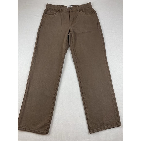 Cotton On Jeans Women's Size 6 Tan Brown Denim Low Rise Straight Button 5-Pocket - Picture 1 of 12